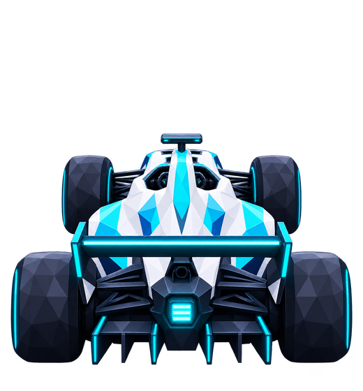 The Vector from Midnight Dash, an open-wheel racer in white and cyan seen from behind.